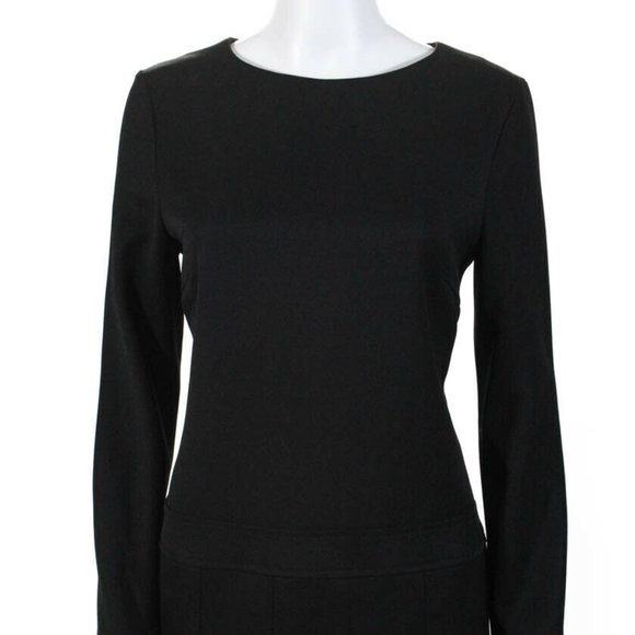 Burberry London black wool long sleeve dress S